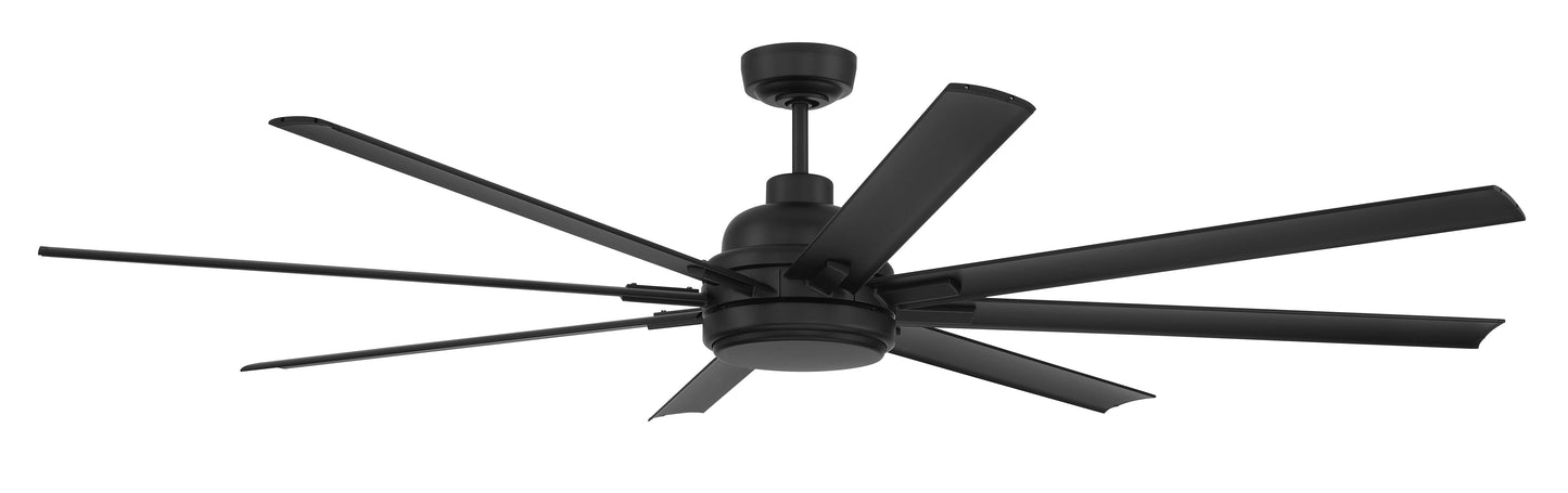 RSH72FB8-NWF - Rush 72" Ceiling Fan Wet Rated no Wifi 72" 8 Blade Indoor Outdoor Ceiling Fan with Light Kit - Flat Black