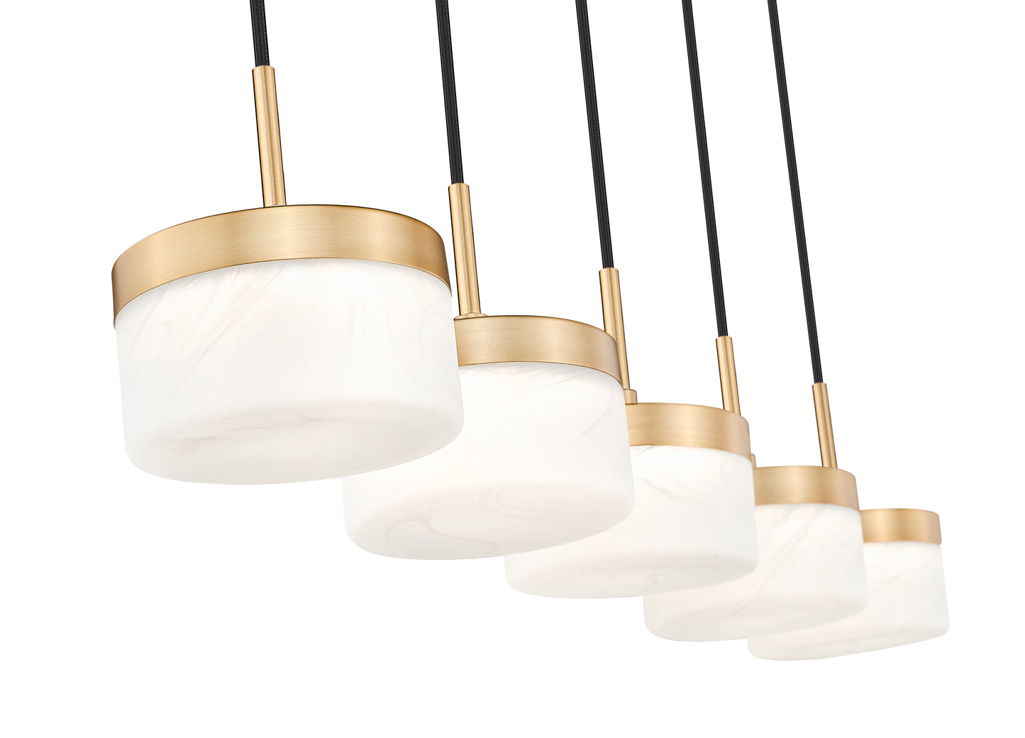 827P6-5L-MGLD-LED - Renaud 5 Light Linear 46" Chandelier - Modern Gold