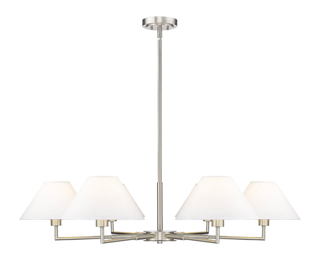 744-44R-BN - Leila 6 Light 44" Chandelier - Brushed Nickel