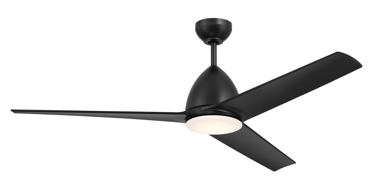 NTO54FB3 - Nitro 54" 3 Blade Indoor Outdoor Ceiling Fan with Light Kit - Flat Black