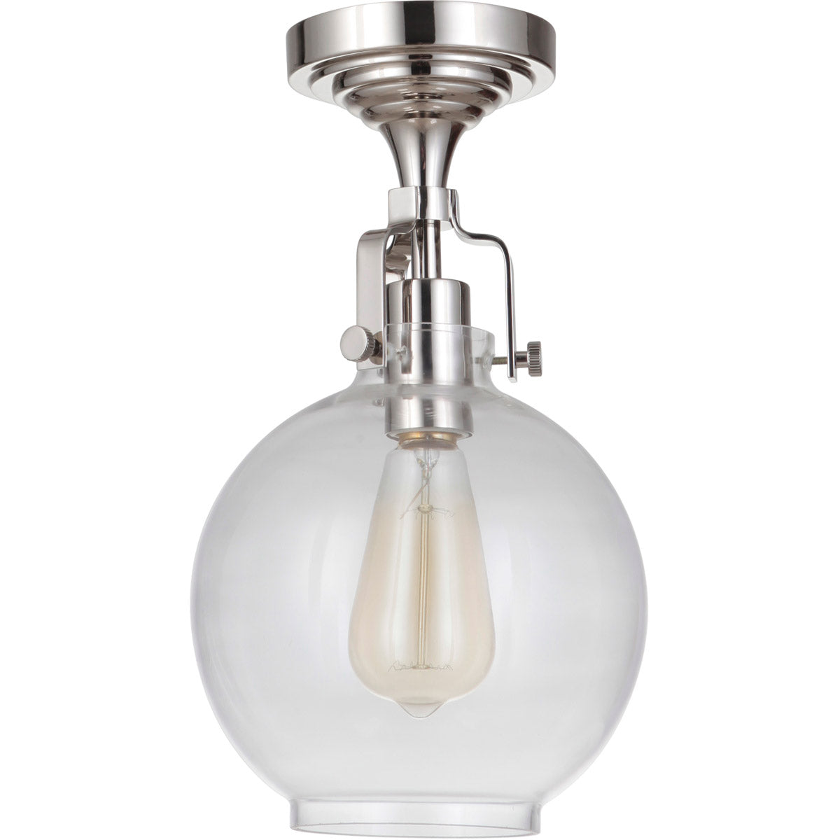X8308-PLN-C - State House 1 Light 13.6" High Semi Flush Mount - Polished Nickel