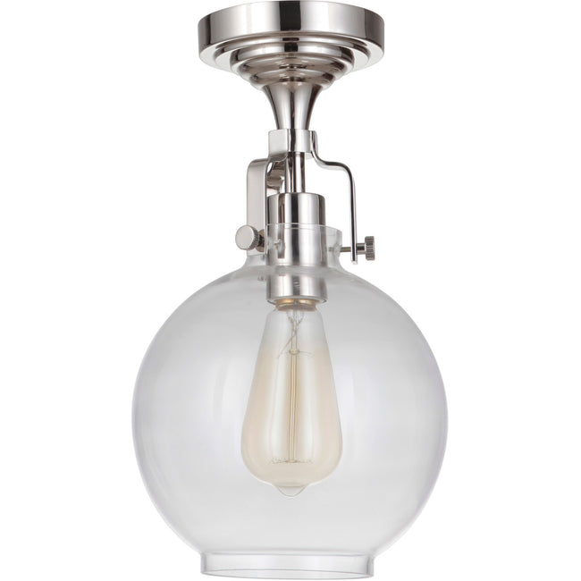 X8308-PLN-C - State House 1 Light 13.6" High Semi Flush Mount - Polished Nickel