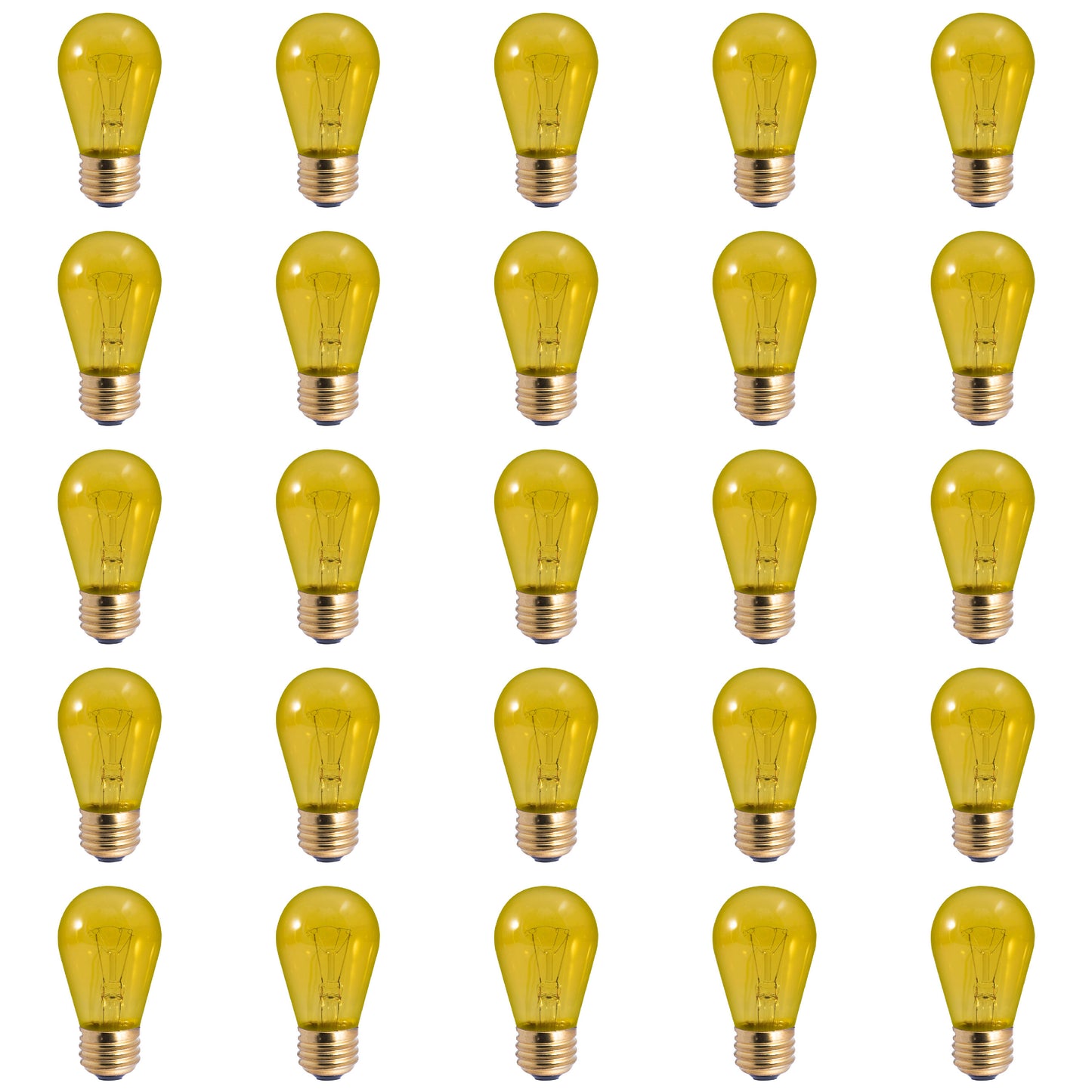 701811 - Dimmable Transparent Yellow S14 Incandescent Light Bulb - 11 Watt - 25 Pack