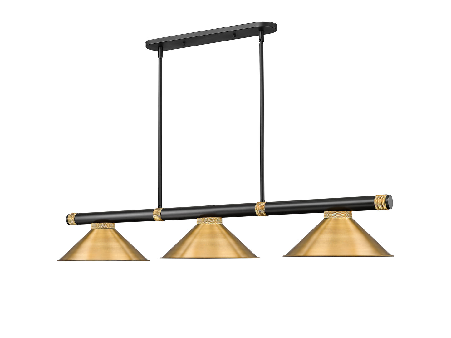 3050-3MB-RB-RB15 - Vanguard 3 Light 58" Billiard - Matte Black / Rubbed Brass