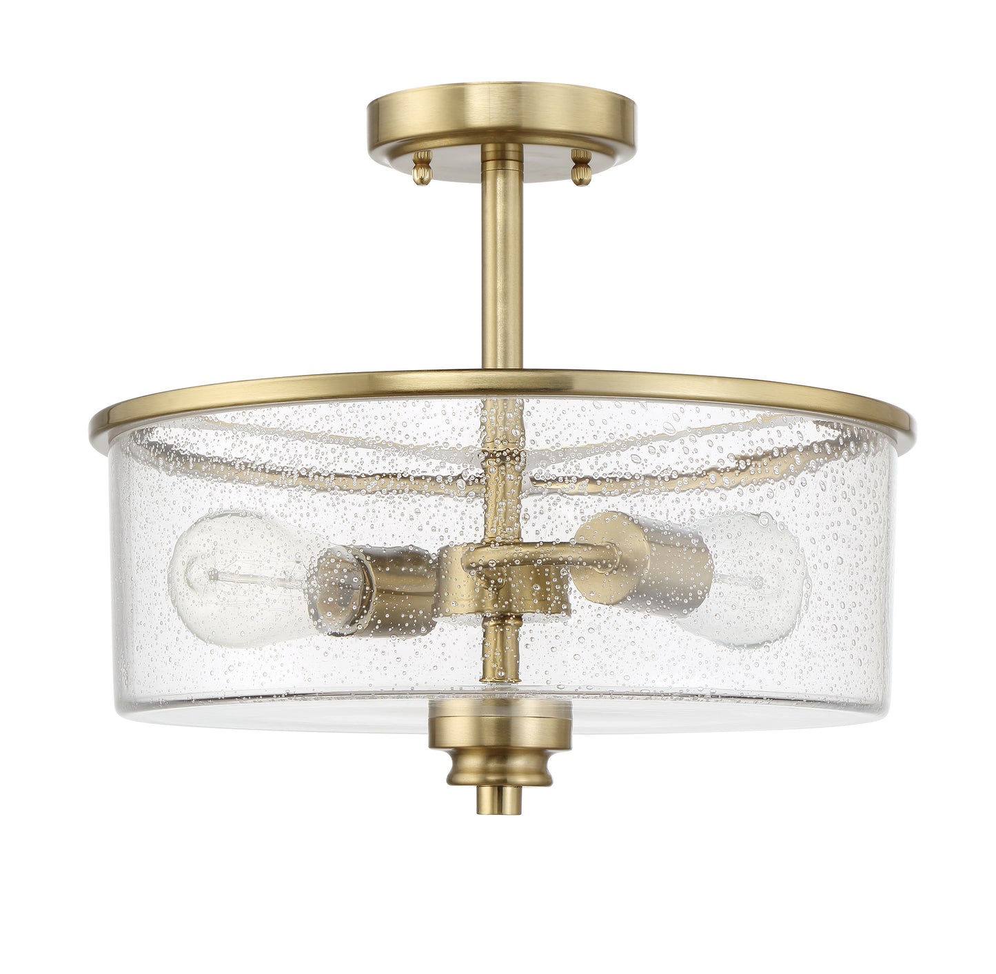 50552-SB - Bolden 2 Light 15" High Semi Flush Mount - Satin Brass
