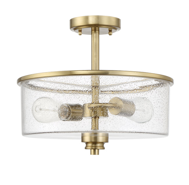 50552-SB - Bolden 2 Light 15" High Semi Flush Mount - Satin Brass