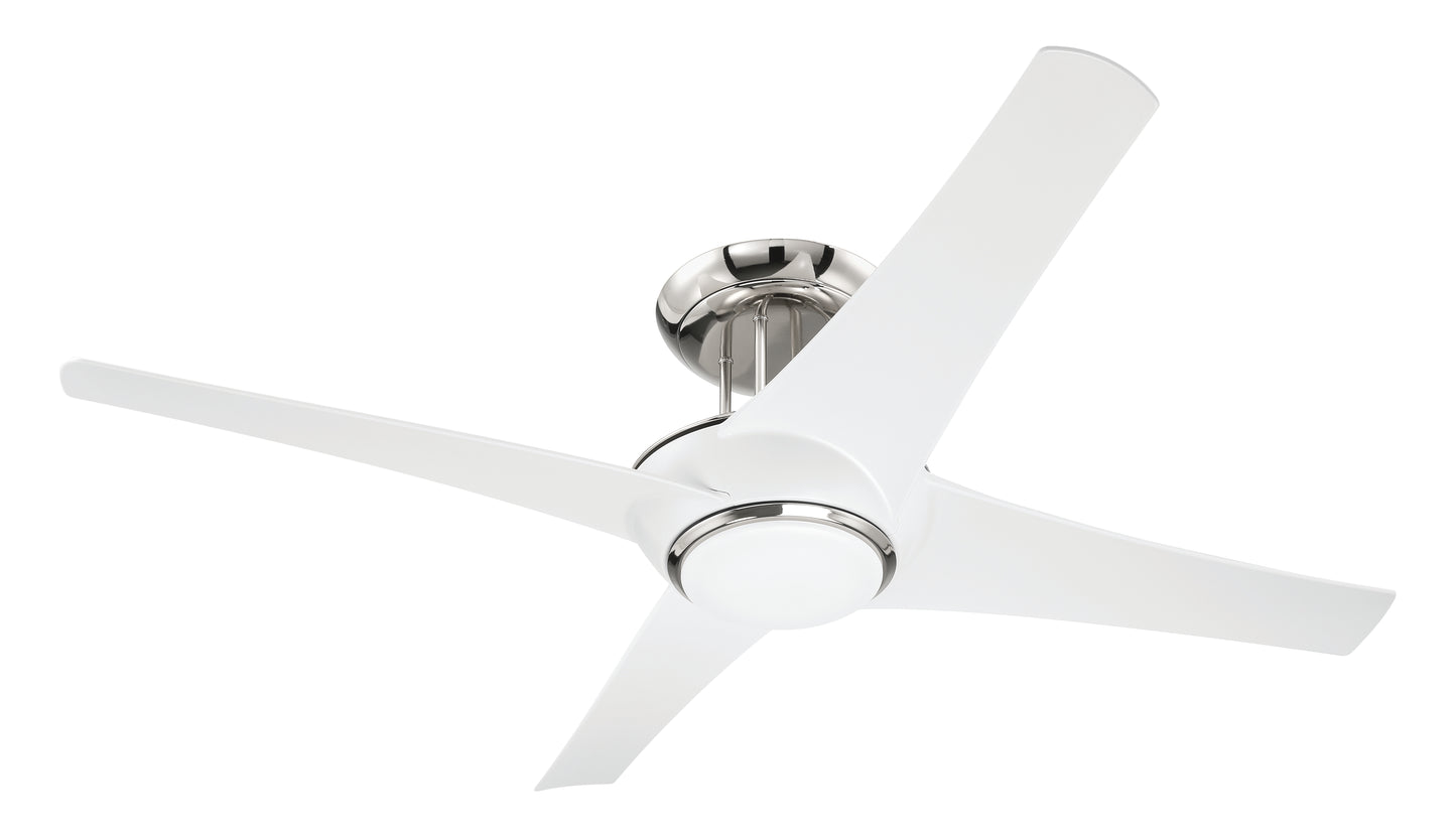 CAM54WPLN4 - Cam 54" 4 Blade Ceiling Fan with Light Kit - White / Polished Nickel