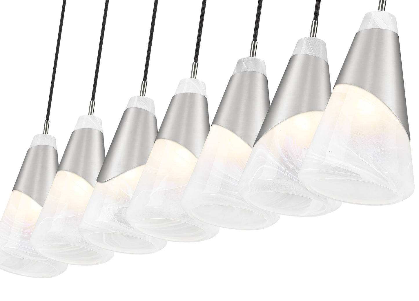 828P6-7L-BN - Aimie 7 Light Linear 54" Chandelier - Brushed Nickel