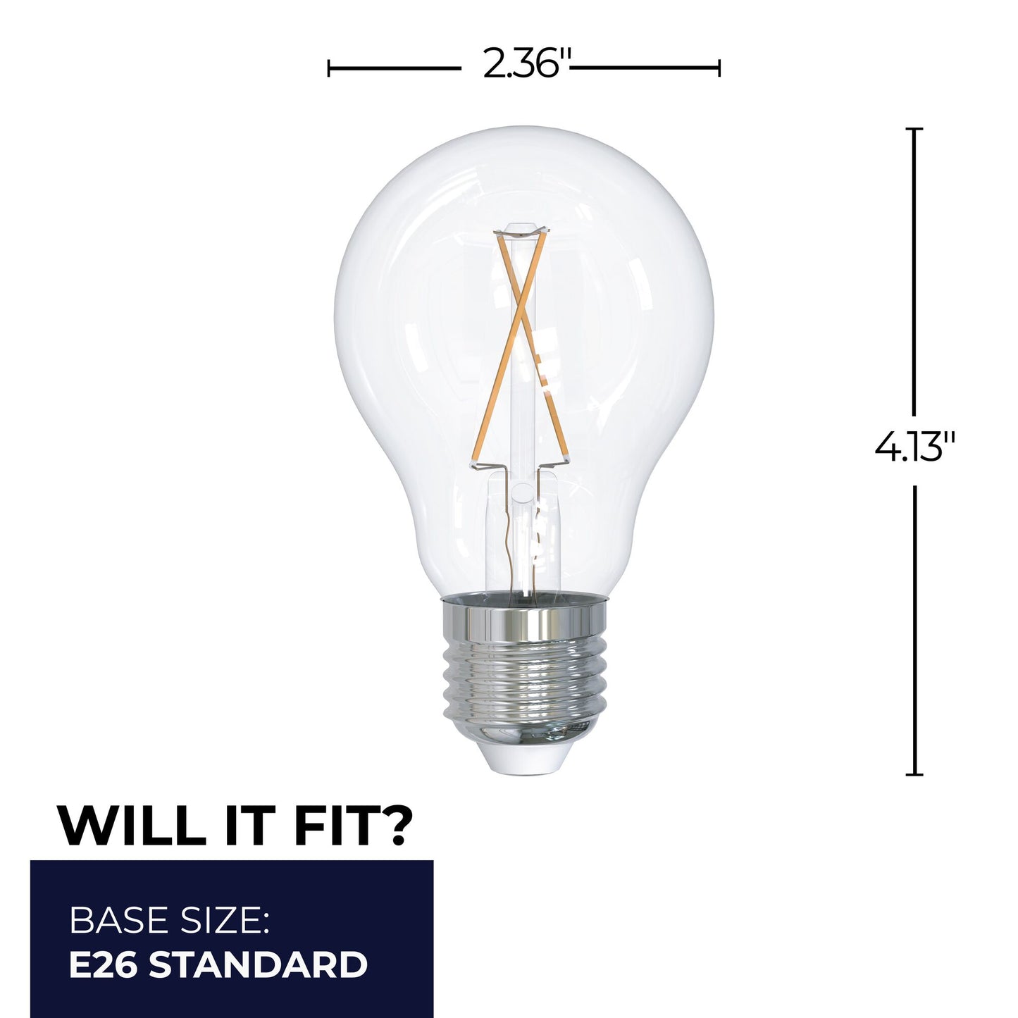 776871 - Dimmable Clear A19 LED Light Bulb - 2.5 Watt - 2700K - 6 Pack