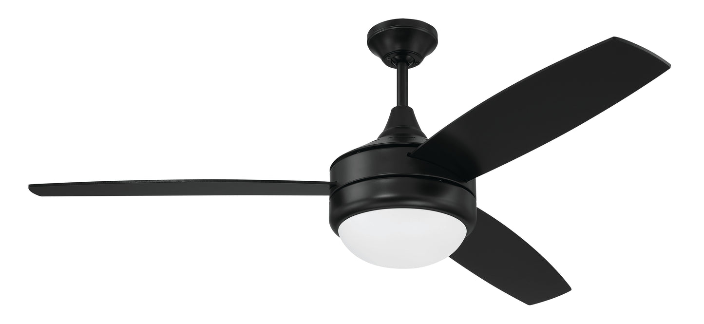 PHZ52FB3 - Phaze II 3-Blade 52" 3 Blade Ceiling Fan with Light Kit - Flat Black