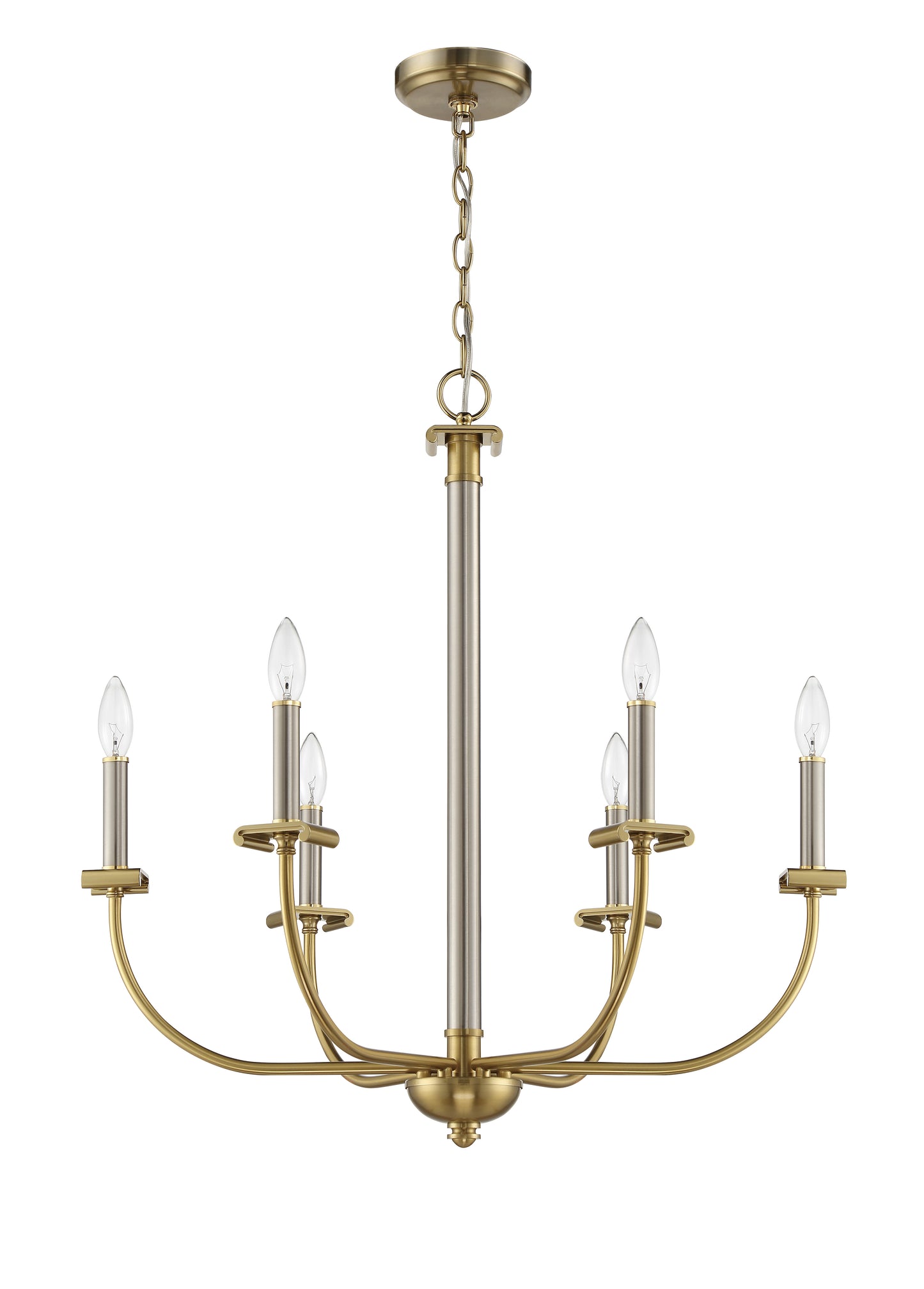 54826-BNKSB - Stanza 6 Light 26" Wide Chandelier - Brushed Polished Nickel / Satin Brass