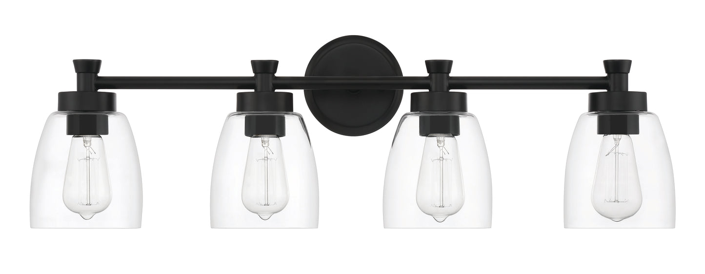 12730FB4 - Henning 4 Light 30" Wide Vanity Light - Flat Black