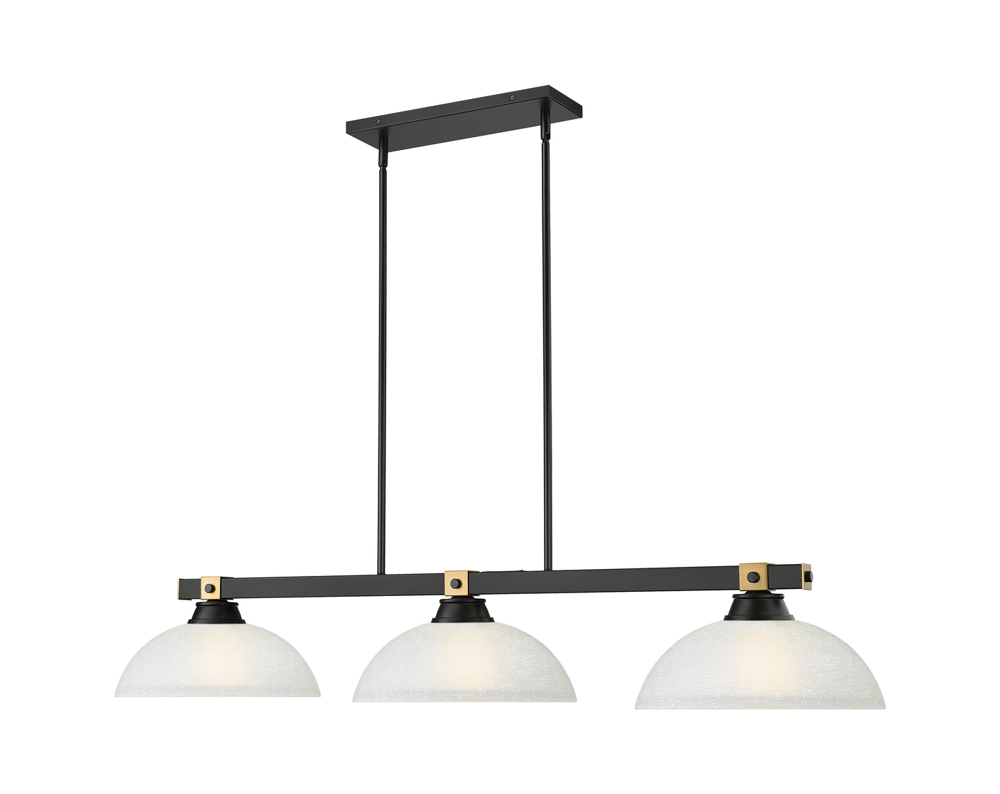 1955-3MB-RB-DWL14 - Bronte 3 Light 52" Billiard - Matte Black / Rubbed Brass