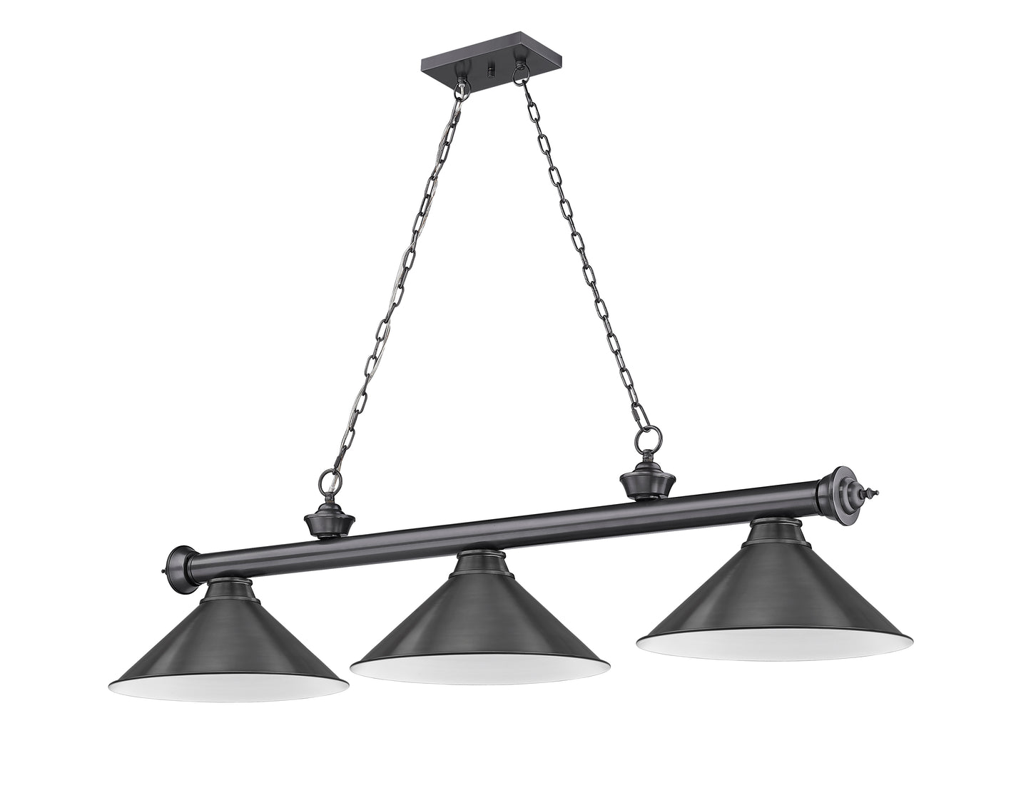 2306-3BP-BP15 - Cordon 3 Light 57" Billiard - Bronze Plate