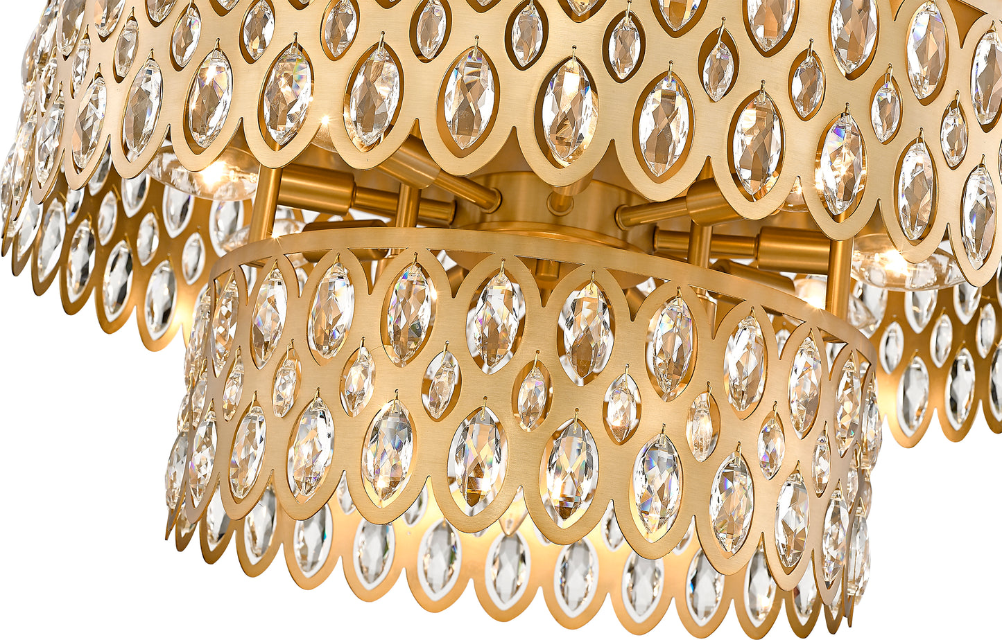 822F24-HB - Dealey 12 Light Flush 24" Mount - Heirloom Brass