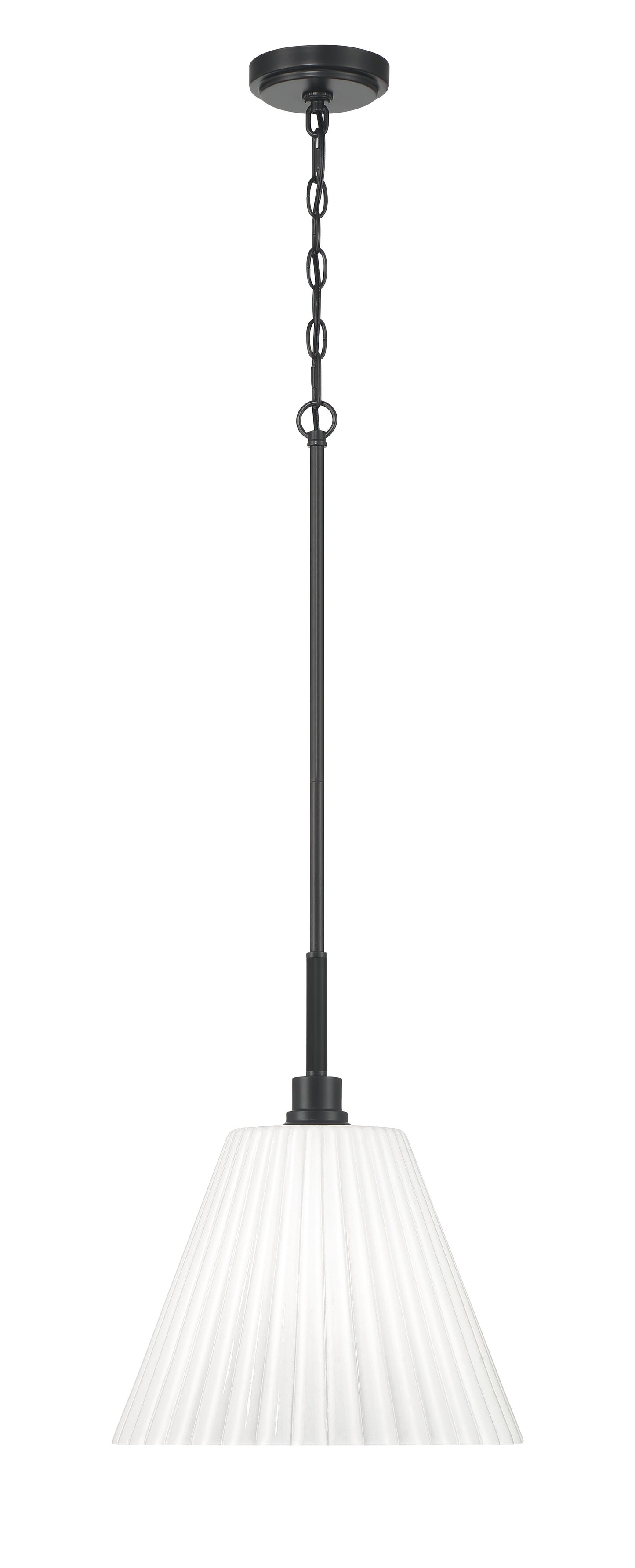 62392-FB - Pleated II 1 Light 14" Wide Pendant - Flat Black