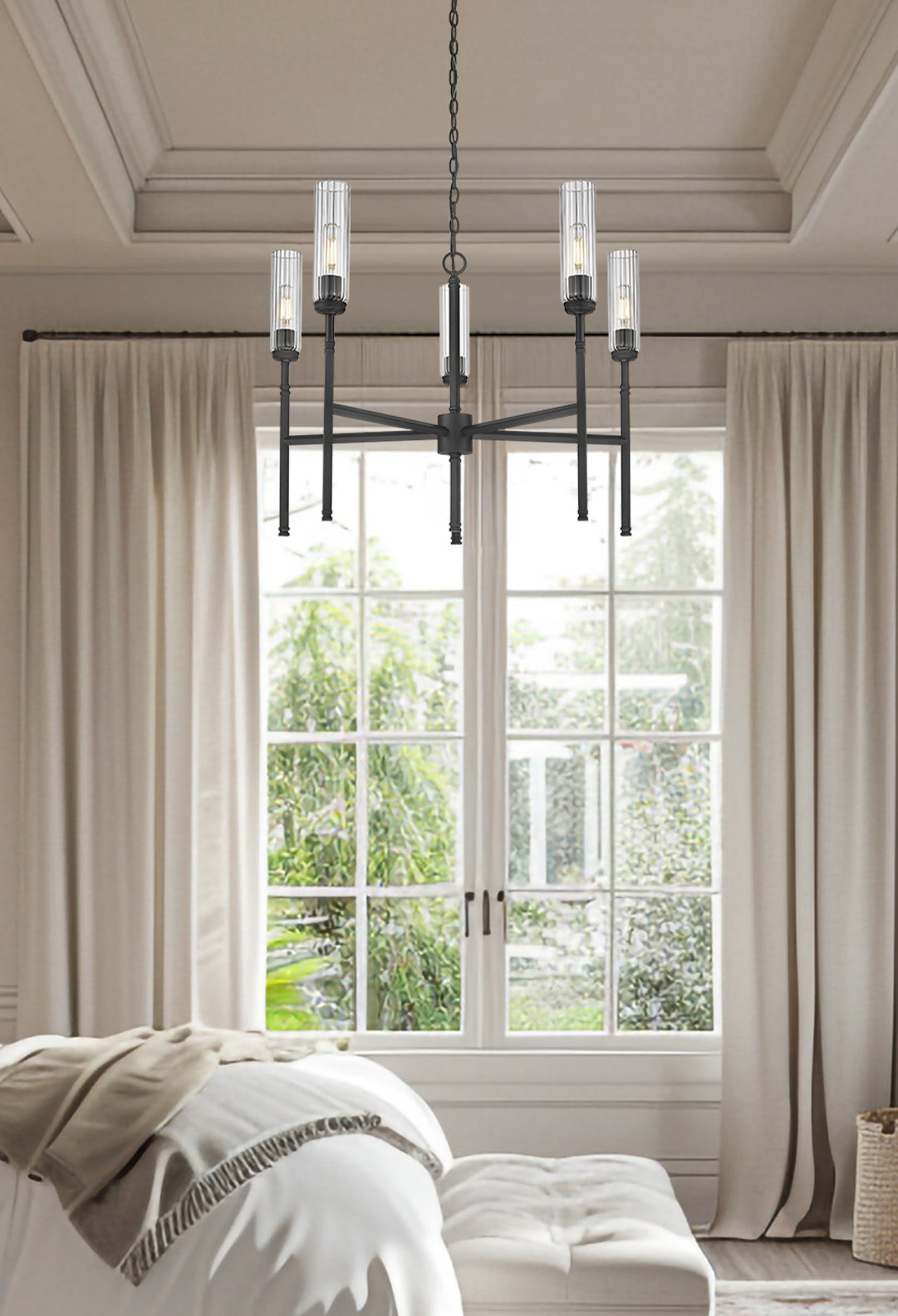 3047-5MB - Esme 5 Light 32" Chandelier - Matte Black