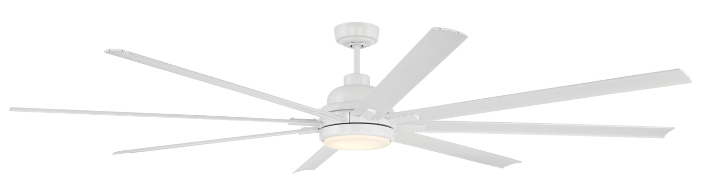 RSH84W8 - Rush 84 84" 8 Blade Indoor Outdoor Ceiling Fan with Light Kit - White