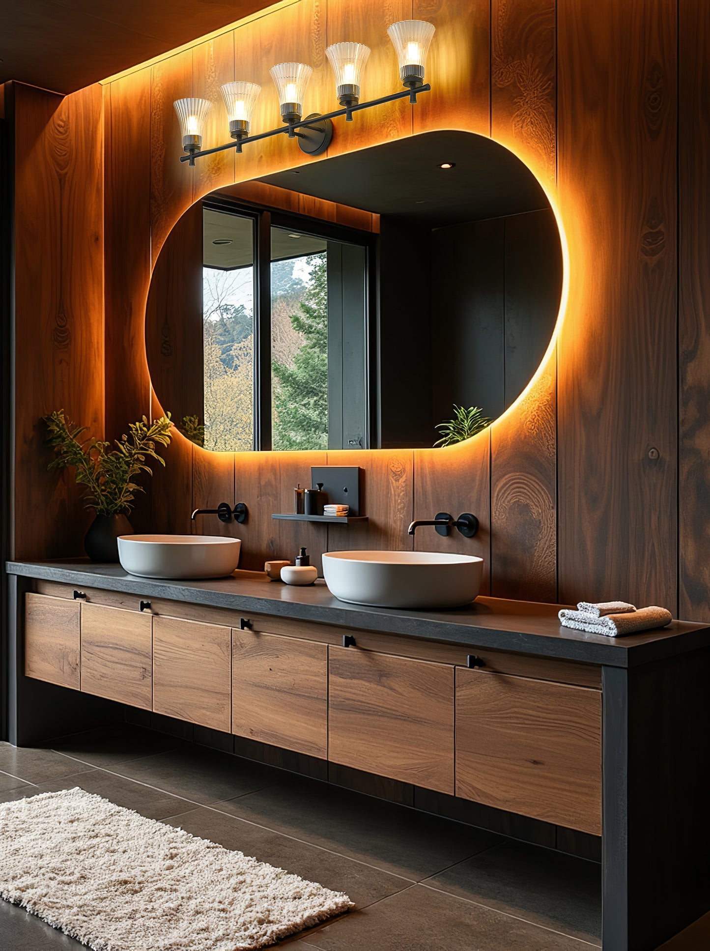 7519-5V-MB - Belle 5 Light 42" Vanity - Matte Black