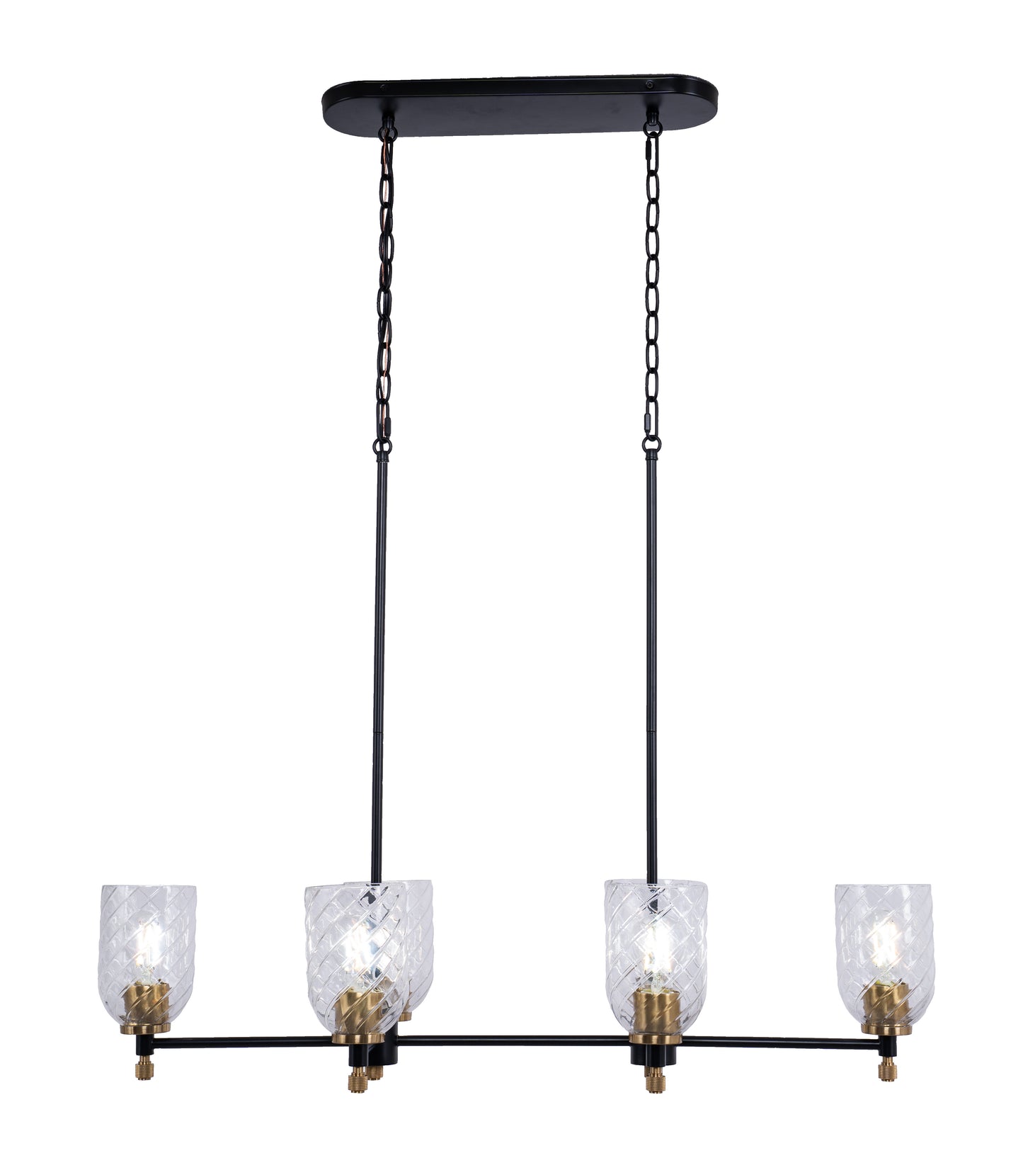 60376-FBSB-C - Council 6 Light 15" Wide Island Light - Flat Black / Satin Brass