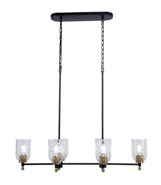 60376-FBSB-C - Council 6 Light 15" Wide Island Light - Flat Black / Satin Brass