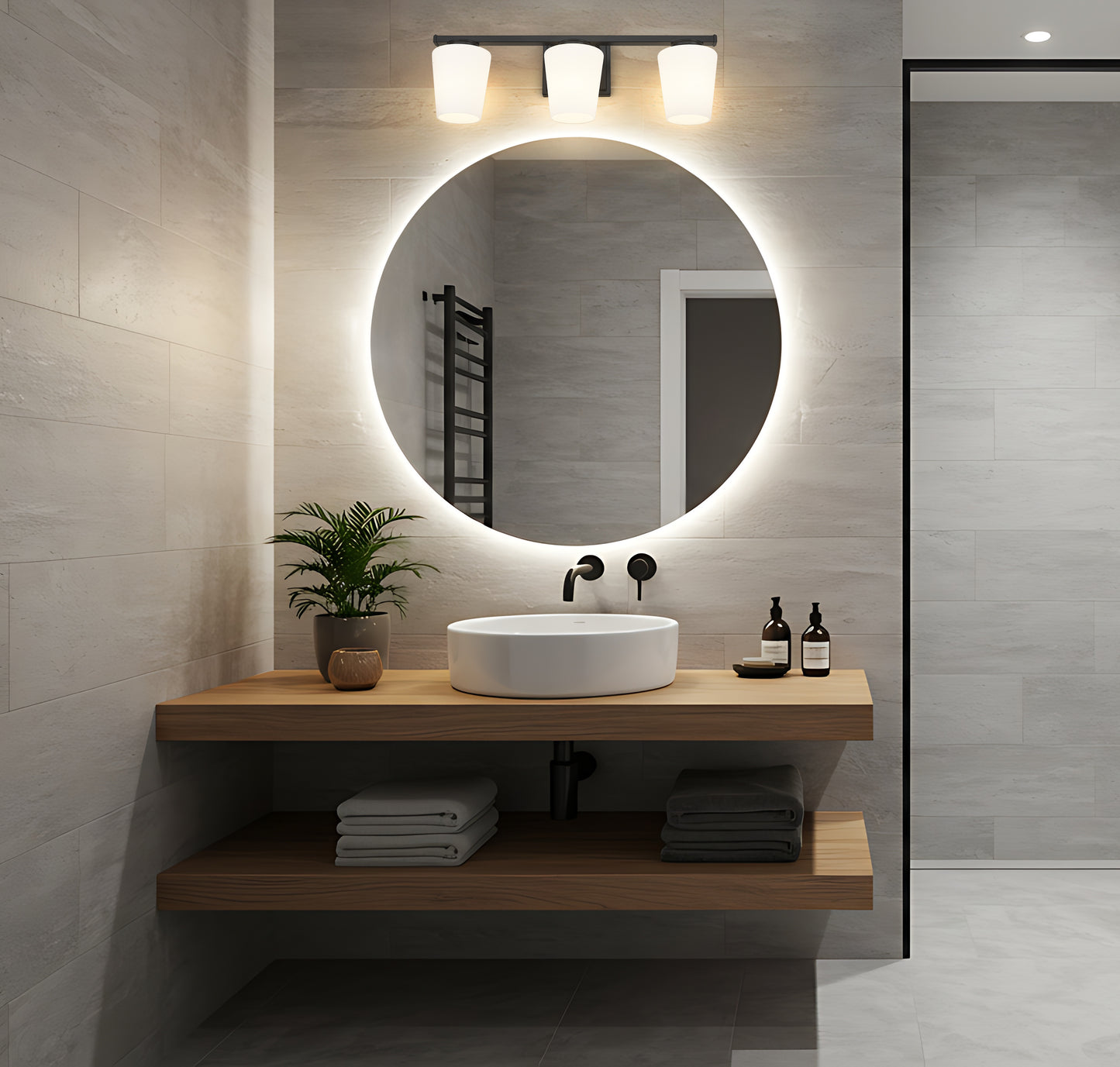 7703-3V-MB - Nextra 3 Light 24" Vanity - Matte Black