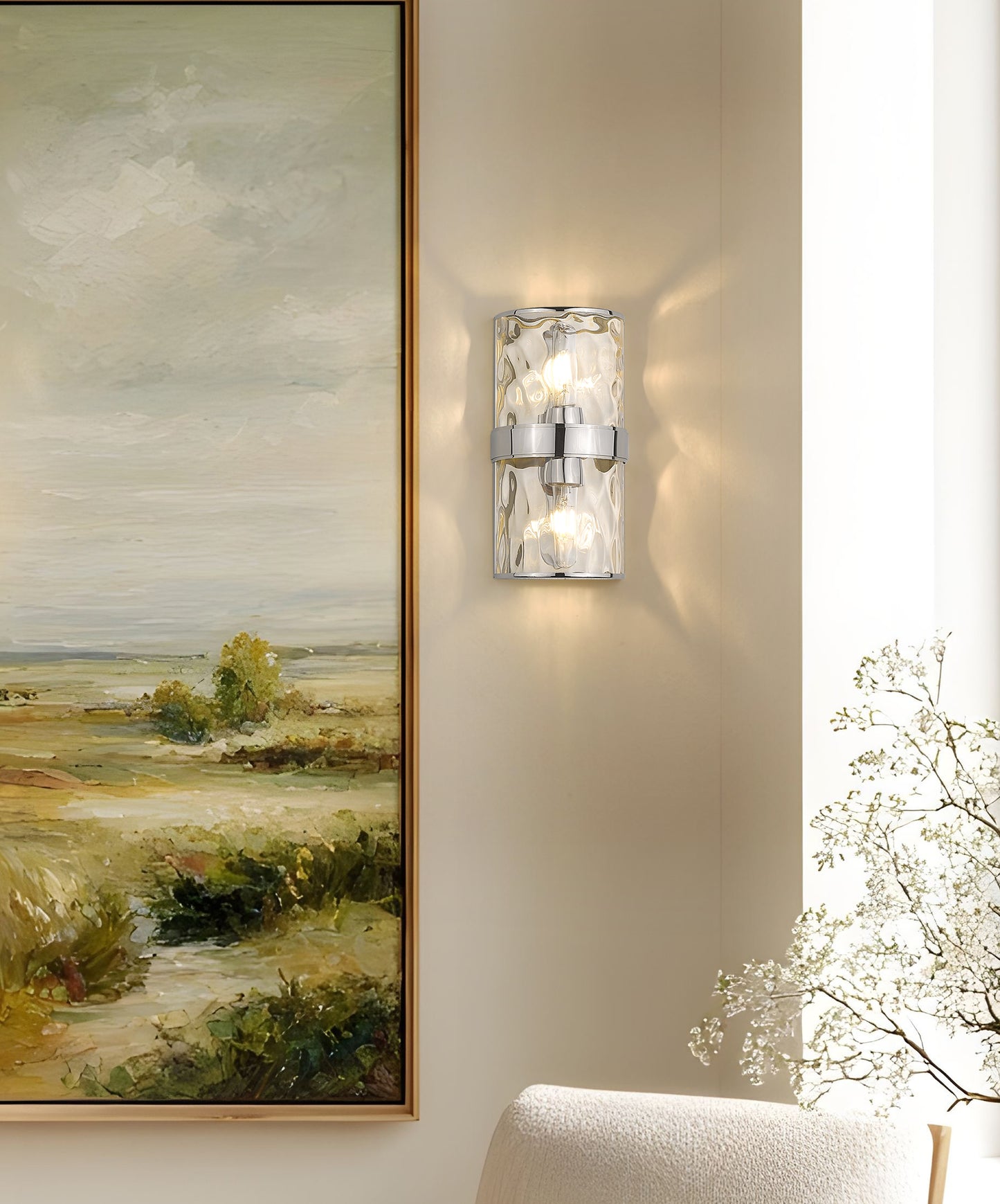 3053-2SS-PN - Meridian 2 Light Wall 12" Sconce - Polished Nickel