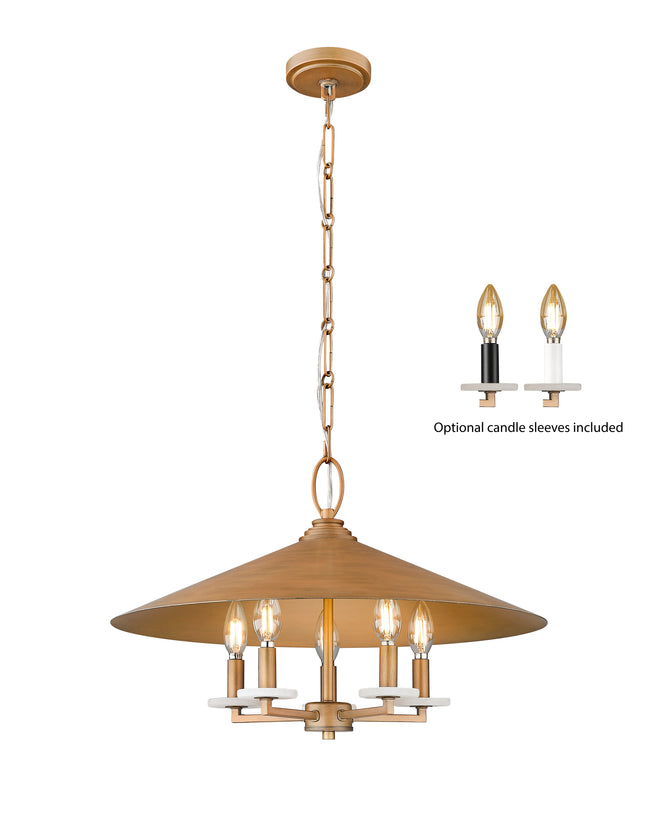 1953-22SGD - Rialto 5 Light 22" Pendant - Signature Gold