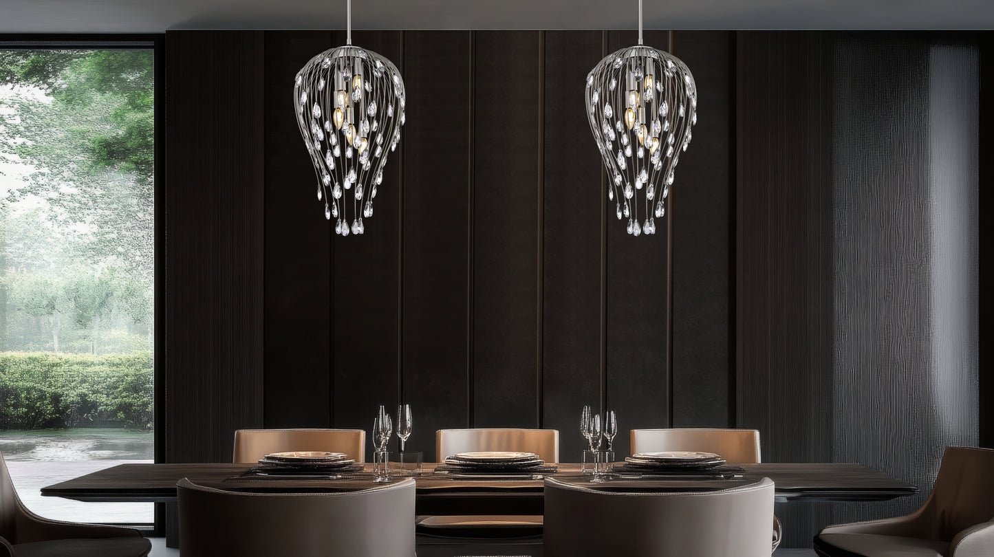 1957P15-BN - Gabriella 5 Light 15" Pendant - Brushed Nickel