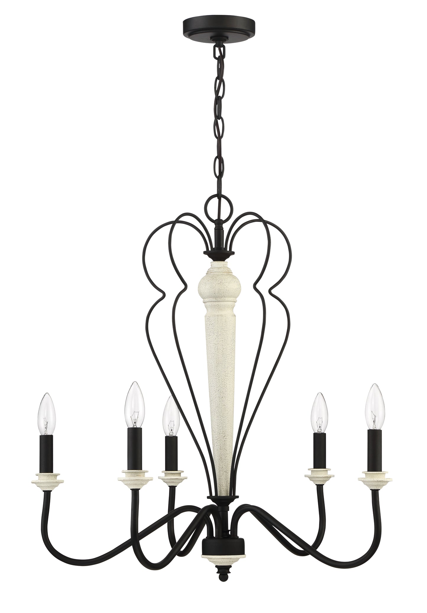 52525-CWESP - Anna 5 Light 26" Wide Chandelier - Cottage White / Espresso