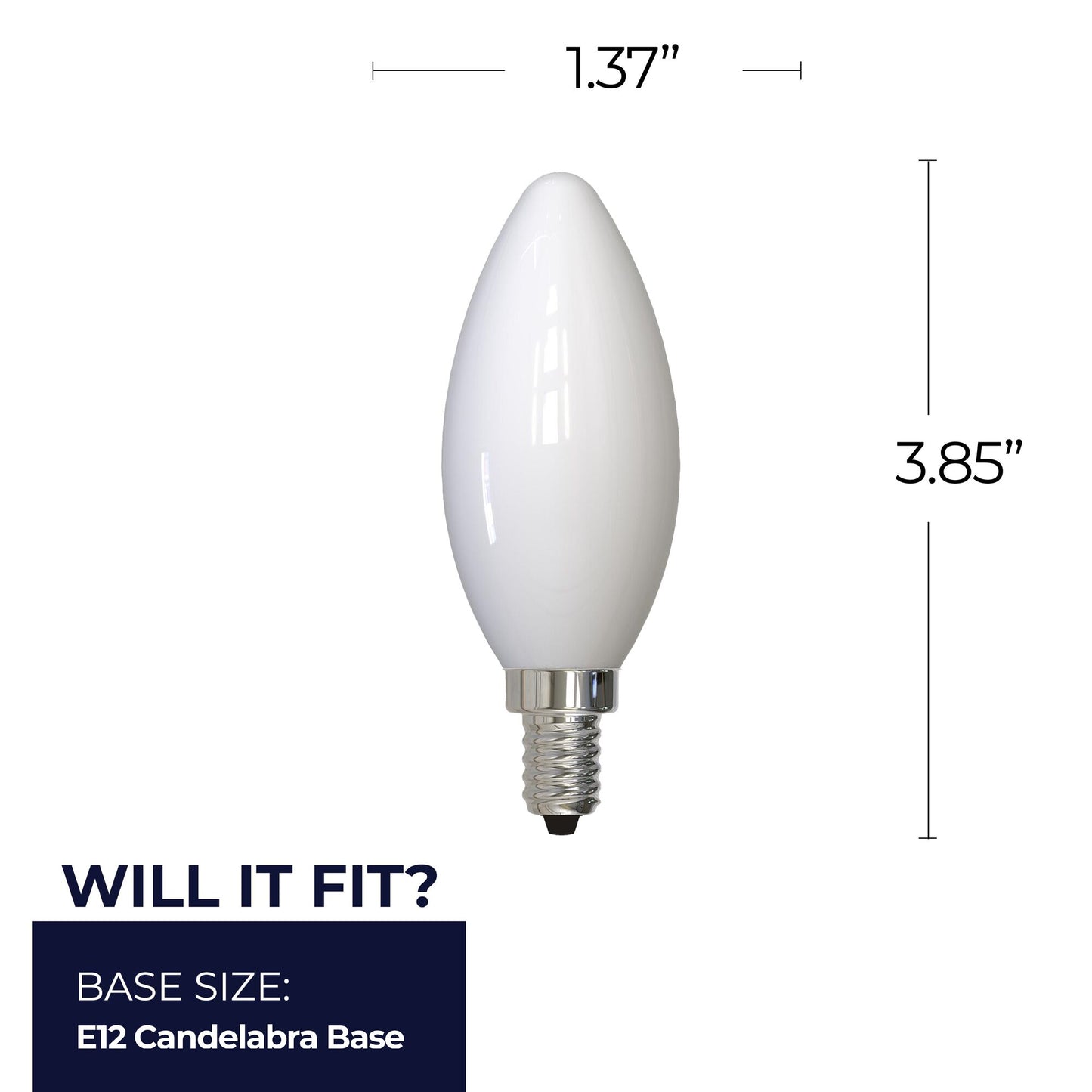 776988 - Dimmable Milky B11 LED Candelabra Light Bulb - 6.5 Watt - 3000K - 4 Pack