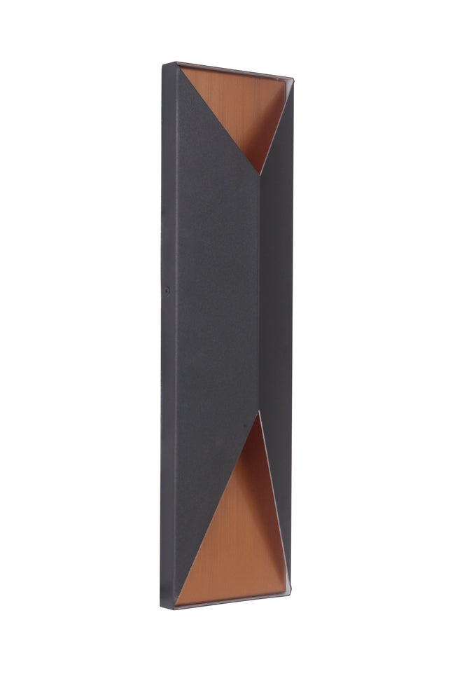 Z3422-TBSB-LED - Peak 2 Light 18" High Outdoor Pocket Sconce - Textured Black / Satin Brass