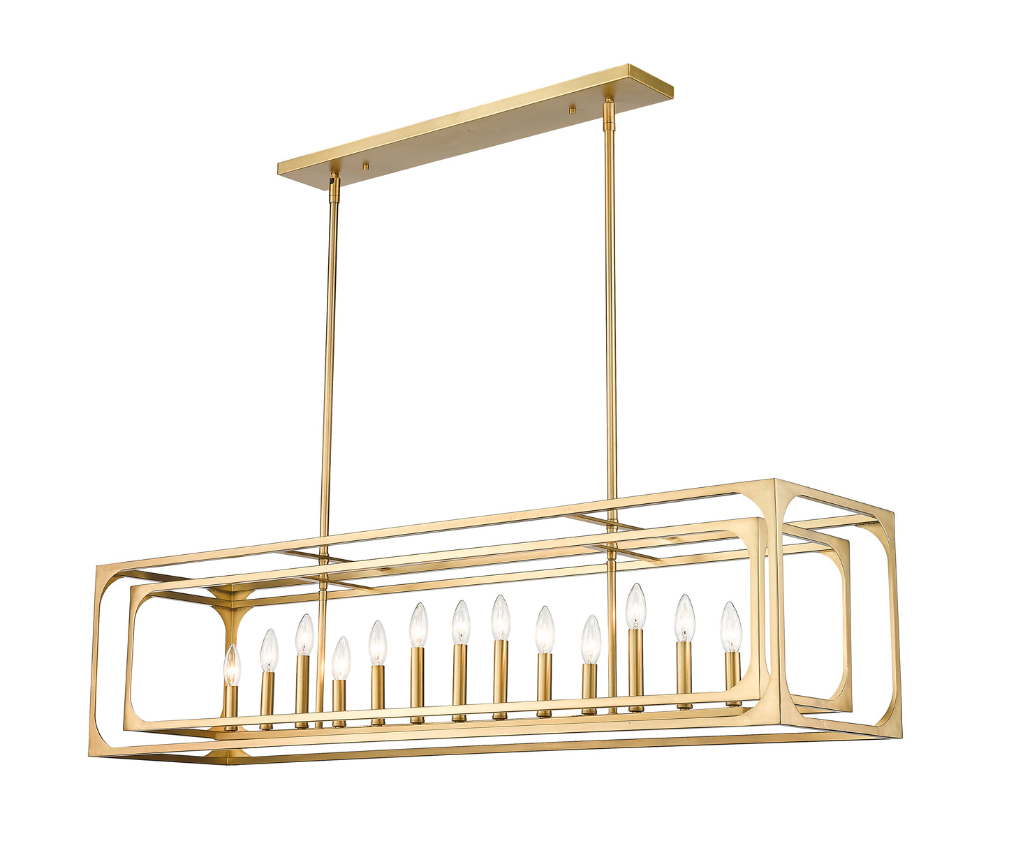 3038-13L-RB - Easton 13 Light Linear 54" Chandelier - Rubbed Brass