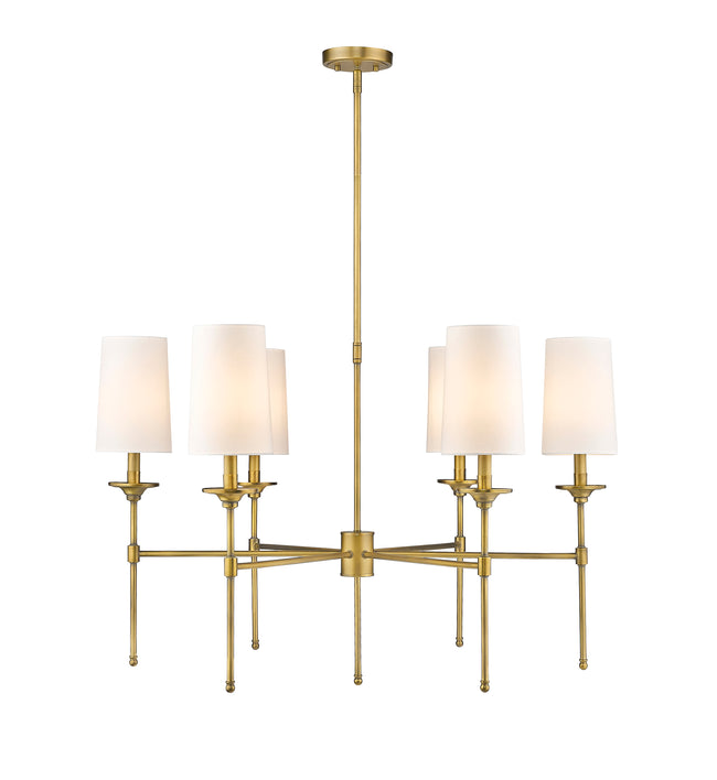 3033-6RB - Emily 6 Light 38" Chandelier - Rubbed Brass