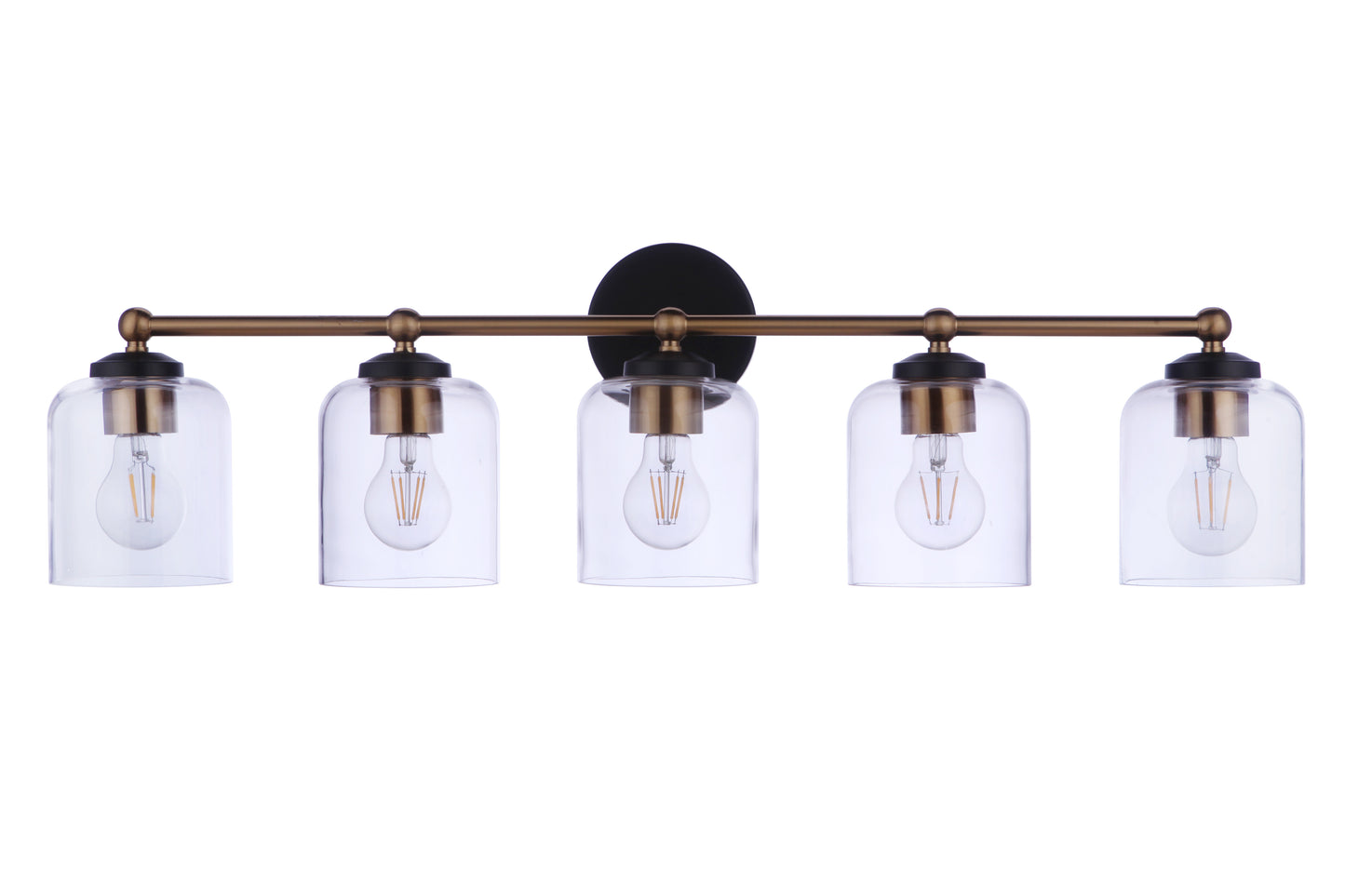 18733FBSB5 - Coppa 5 Light 32" Wide Vanity Light - Flat Black / Satin Brass