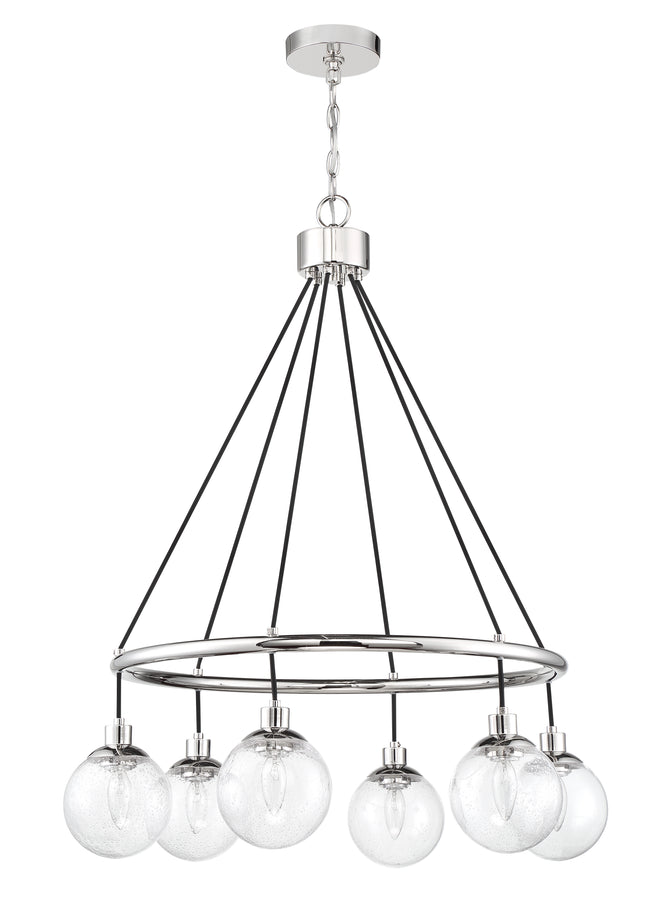 53326-CH - Que 6 Light 28" Wide Chandelier - Chrome