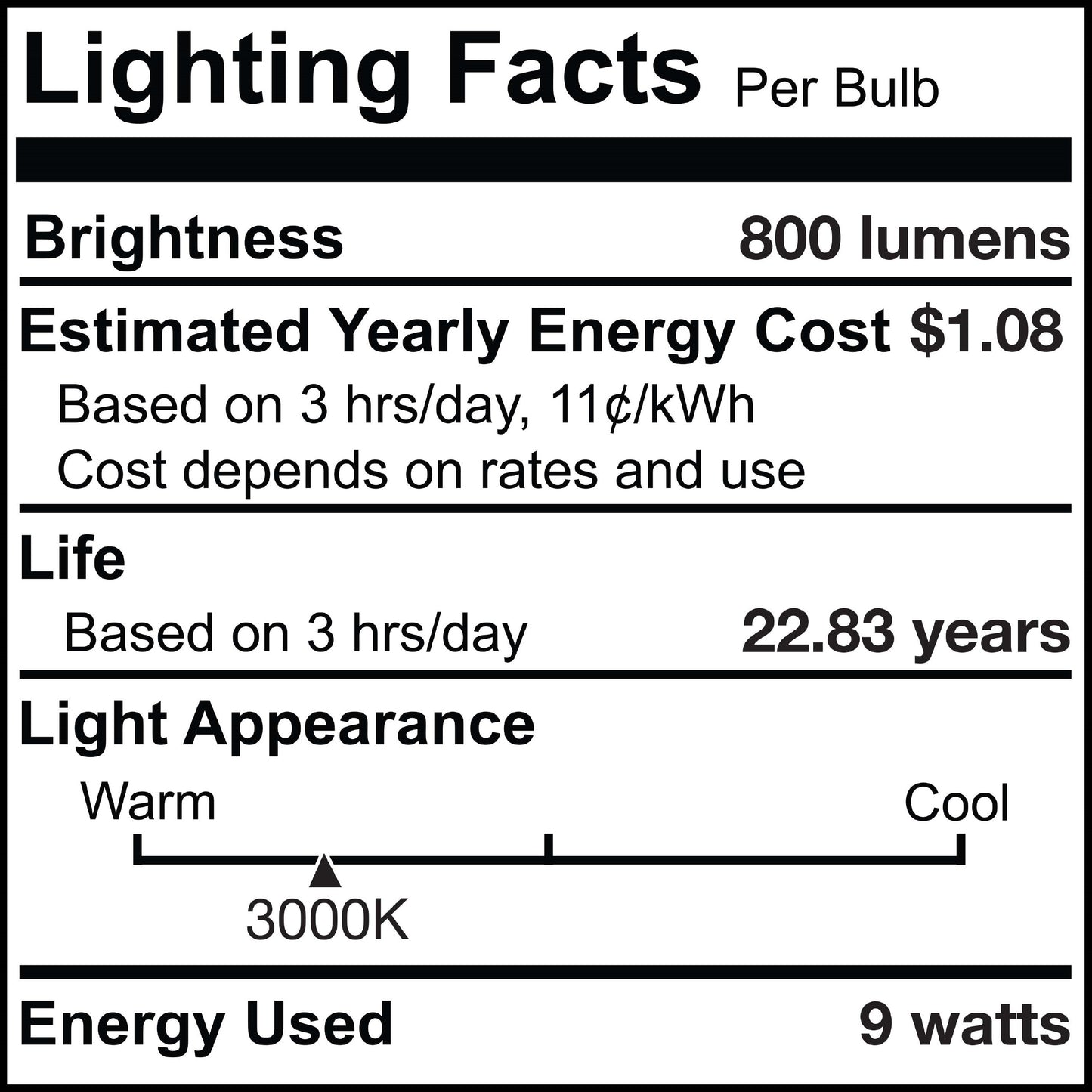 774070 - Frost A19 LED Light Bulb - 9 Watt - 3000K - 6 Pack