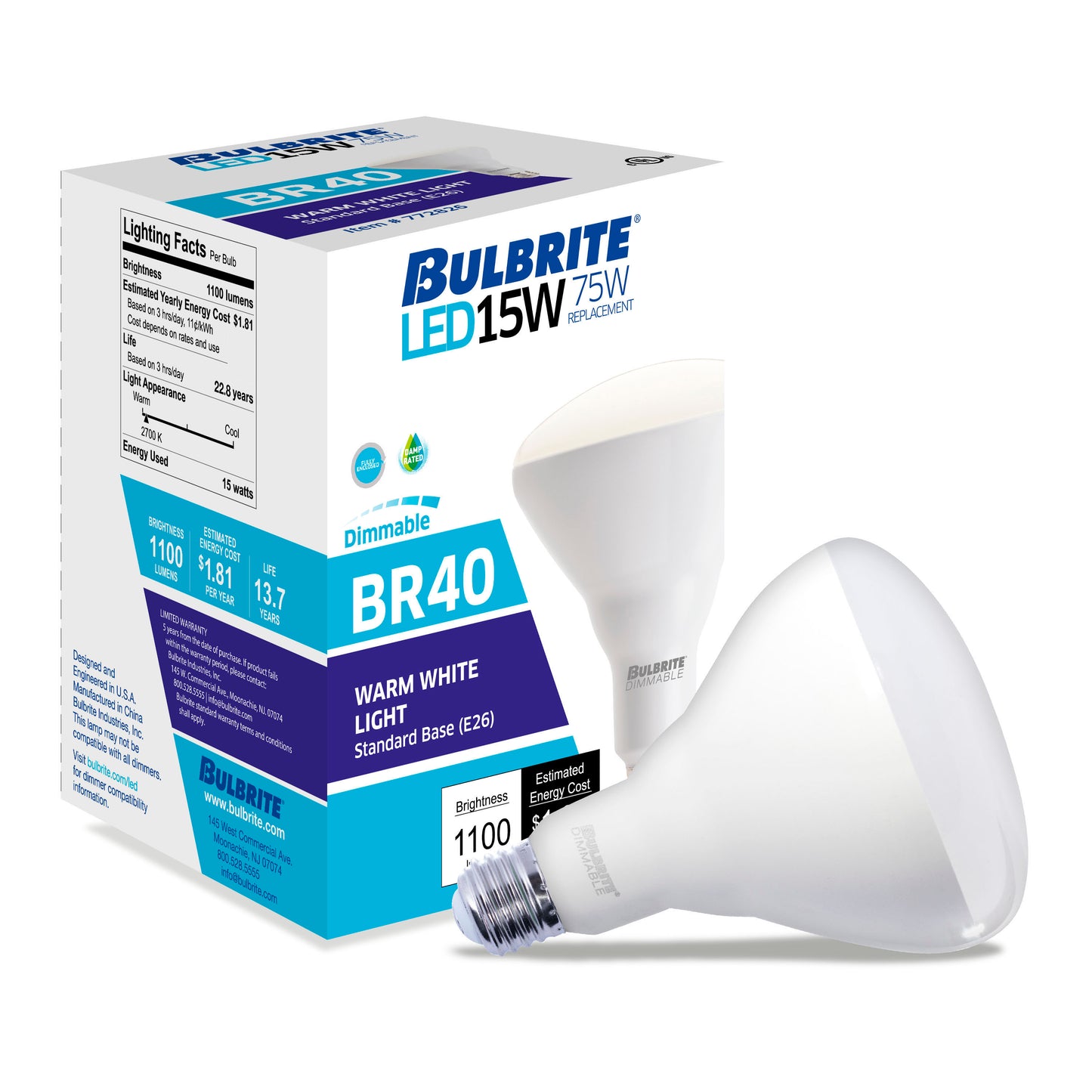 772876 - Dimmable Frost BR40 LED Light Bulb - 15 Watt - 2700K - 4 Pack