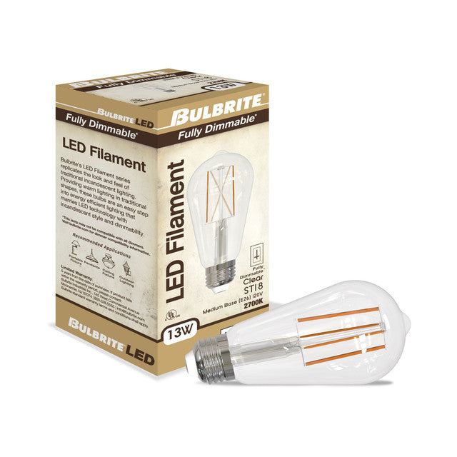 776987 - Filaments Dimmable ST18 Clear Glass Medium Base - 13 Watt - 5000K - 4 Pack