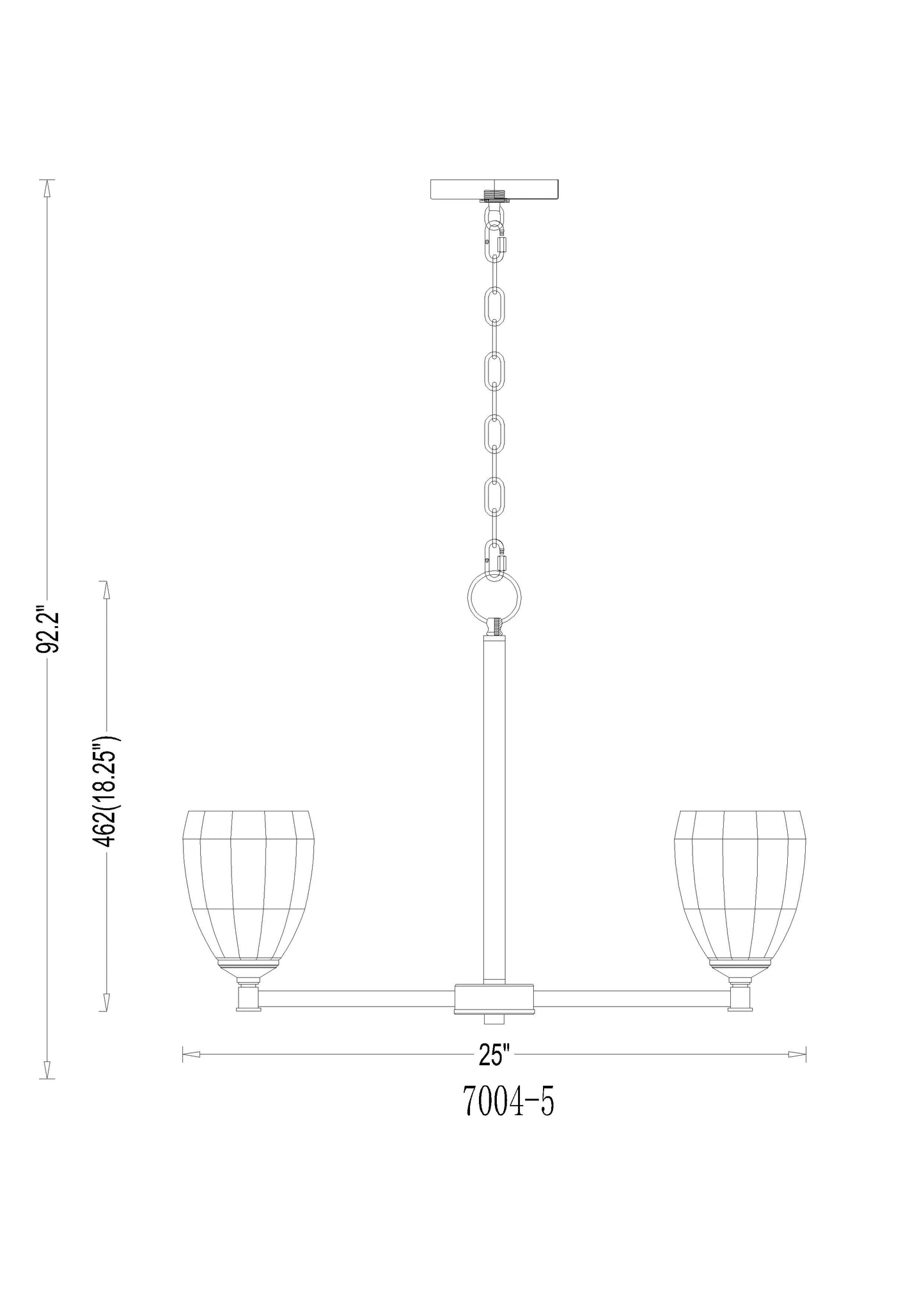 7004-5MB - Oren 5 Light 25" Chandelier - Matte Black