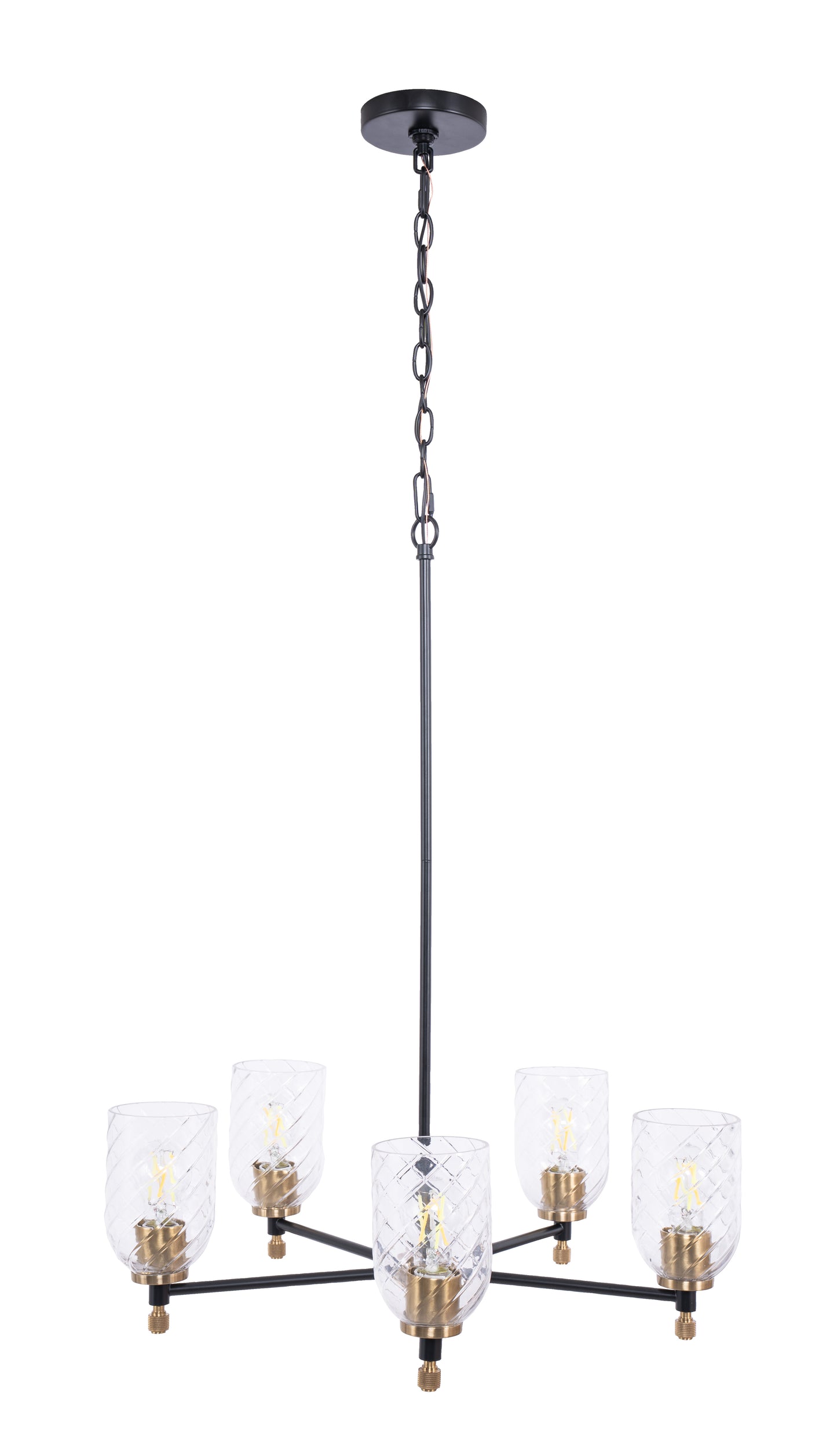 60325-FBSB-C - Council 5 Light 25" Wide Chandelier - Flat Black / Satin Brass