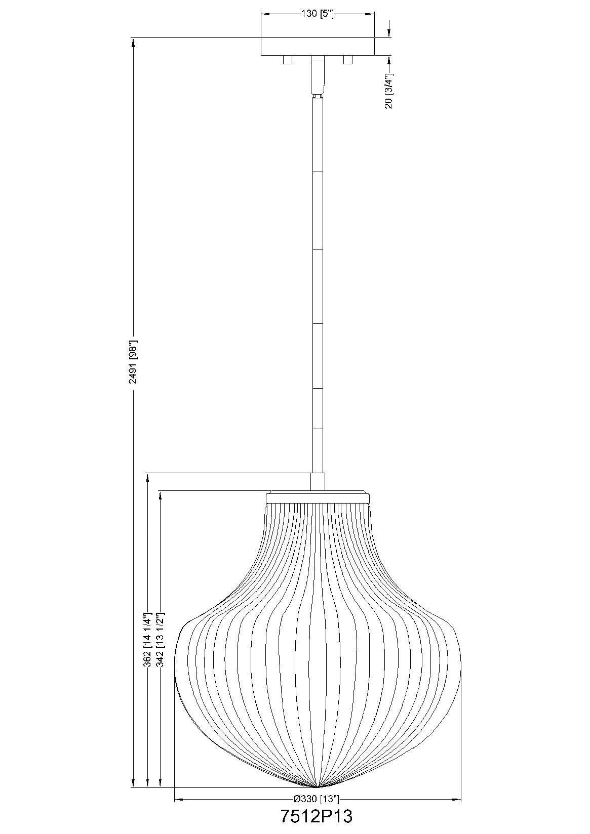 7512P13-MGLD - Newbury 1 Light 13" Pendant - Modern Gold