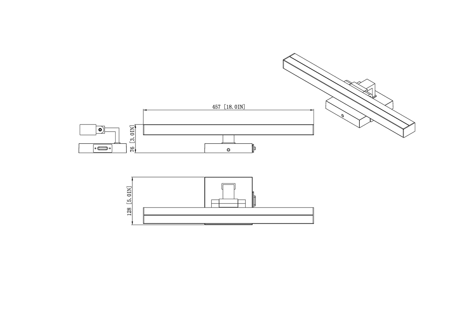 1009-18W-CH-LED - Liam 1 Light 18" Vanity - Chrome