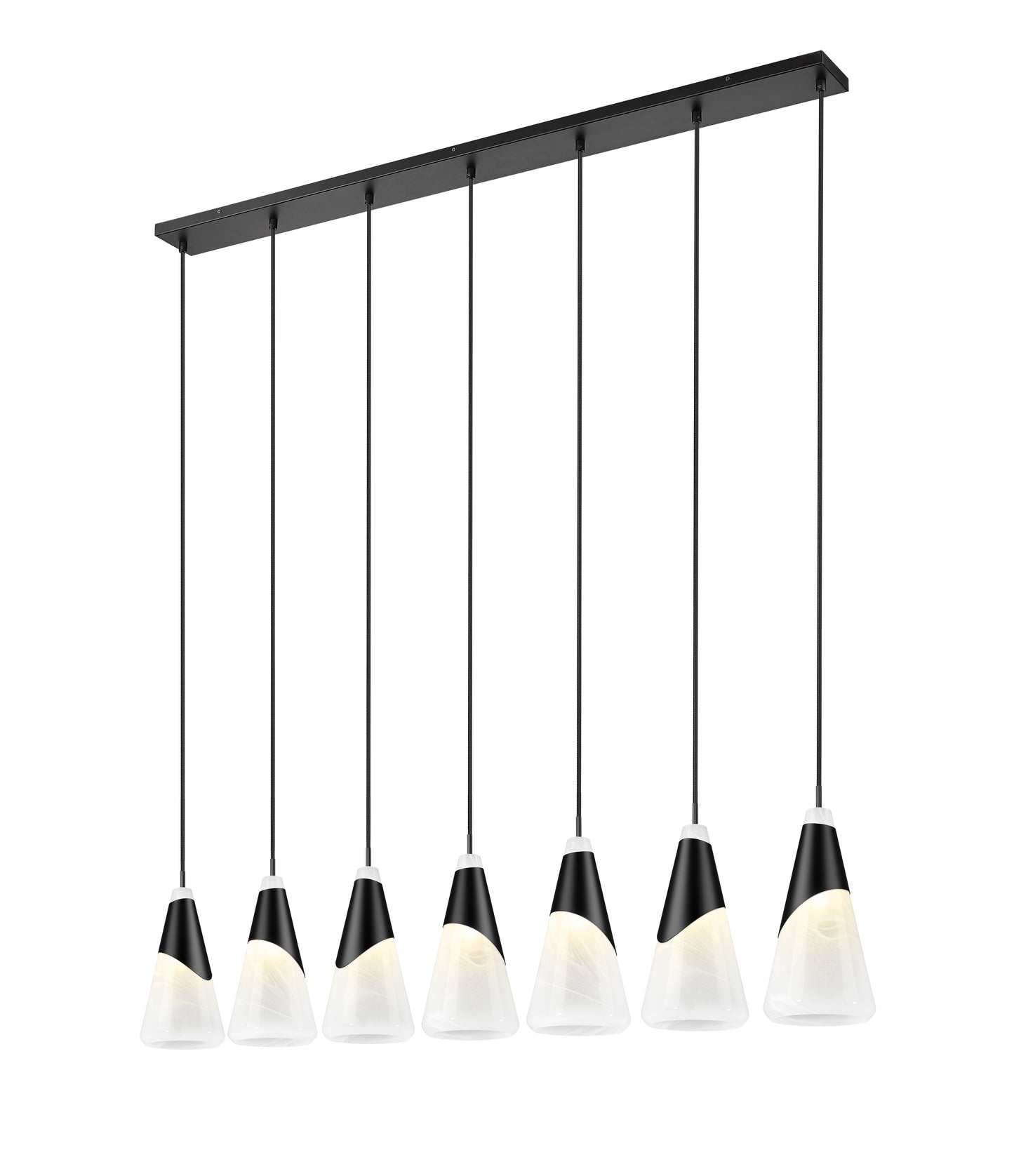 828P7-7L-MB - Aimie 7 Light Linear 54" Chandelier - Matte Black