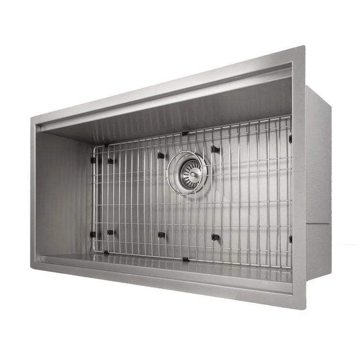 SLS-33 - 33" Garmisch Undermount Single Bowl Stainless Steel Kitchen Sink with Bottom Grid and Accessories
