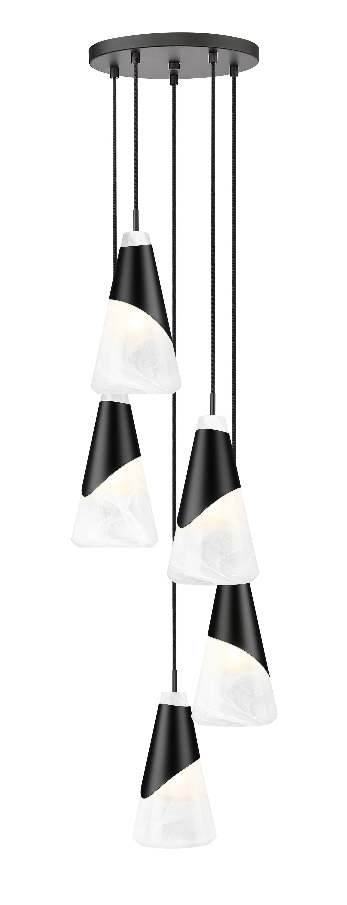 828P6-5R-MB - Aimie 5 Light 12" Chandelier - Matte Black