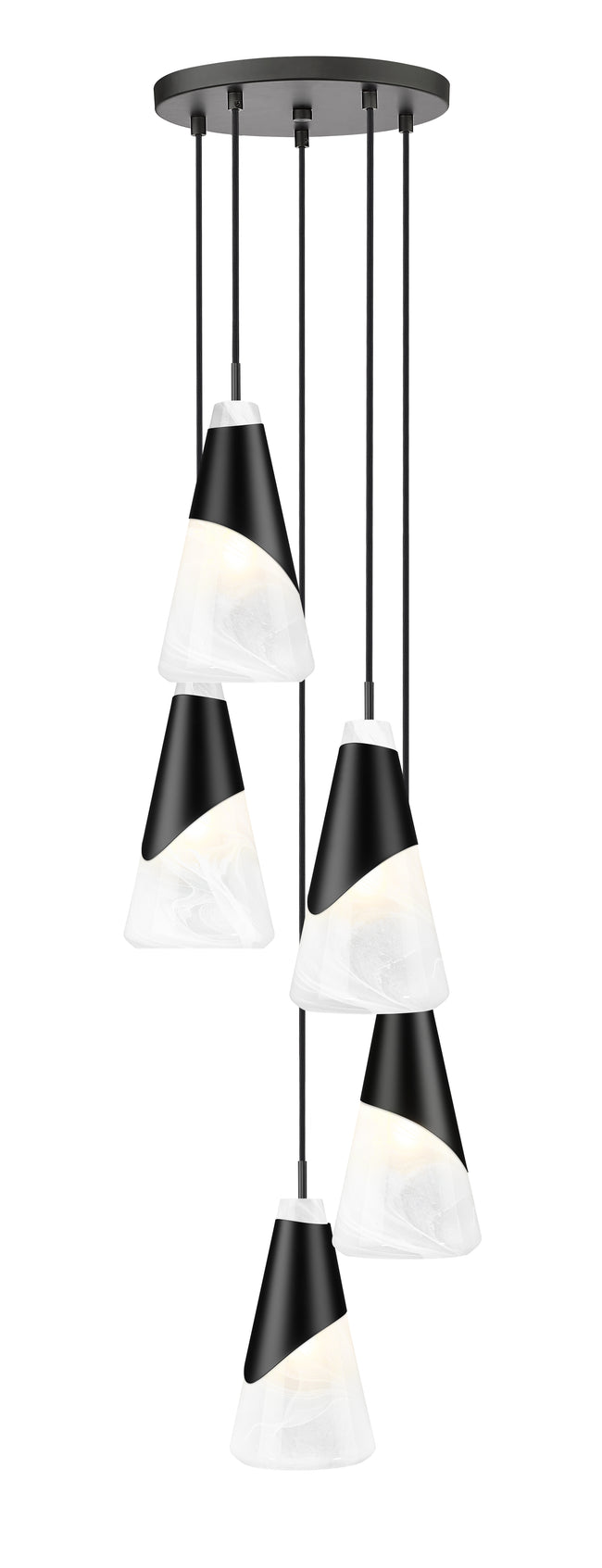 828P6-5R-MB - Aimie 5 Light 12" Chandelier - Matte Black