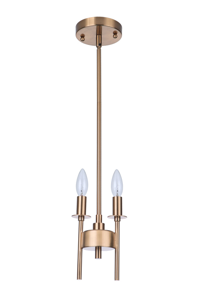 54392-SB - Larrson 2 Light 5.62" Wide Mini Pendant - Satin Brass