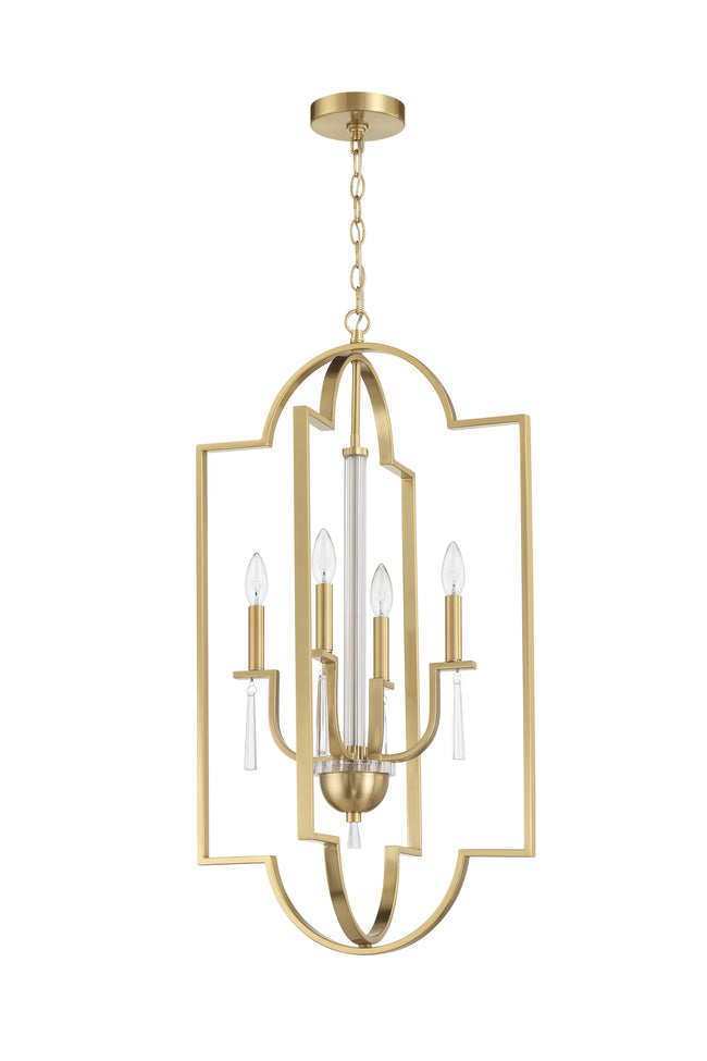 58234-SB - Fortuna 4 Light 19" Wide Foyer Light - Satin Brass