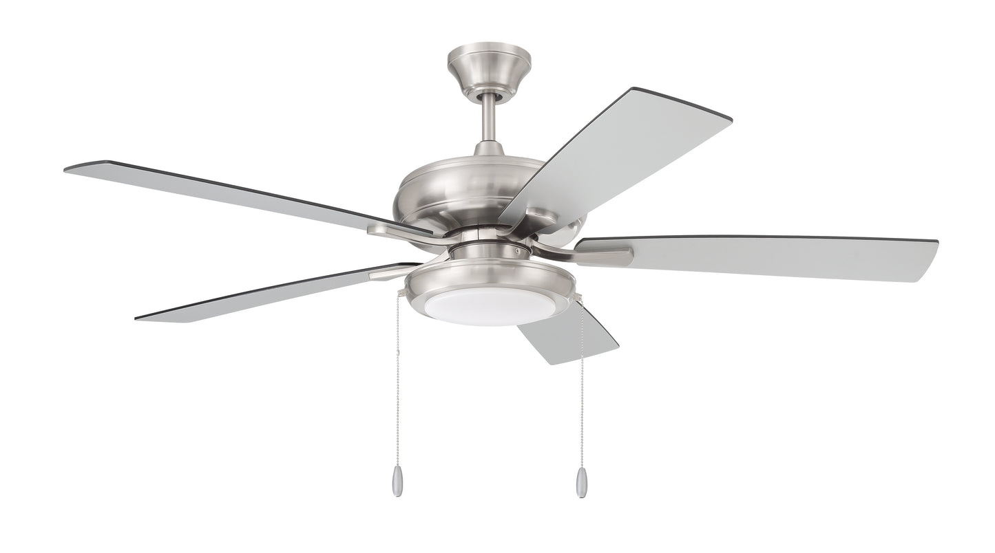 ECF119BNK5-BNGW - EOS Low Profile 1 bulb Frosted White 52" Ceiling Fan 52" 5 Blade Ceiling Fan with Light Kit - Brushed Nickel